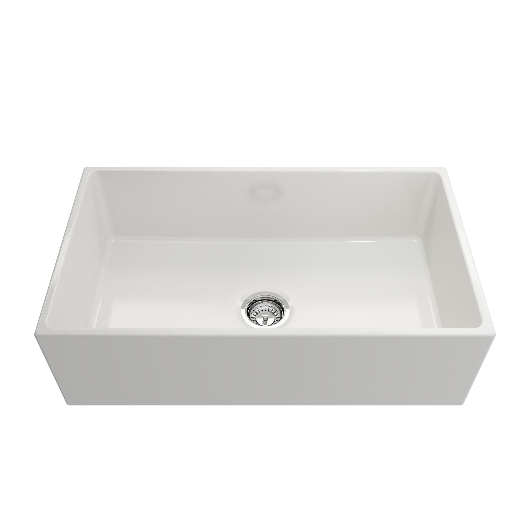 BOCCHI CONTEMPO 33 Inch Fireclay Farmhouse Single Bowl Kitchen Sink with Protective Bottom Grid & Strainer - Perfect for Modern Farmhouse, Rustic, and Traditional Kitchen Designs