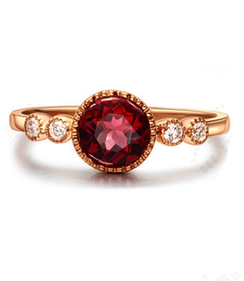 1 Carat Ruby & Moissanite Vintage Style Engagement Ring in 14K Gold - Perfect for Proposals, Anniversaries & Special Occasions