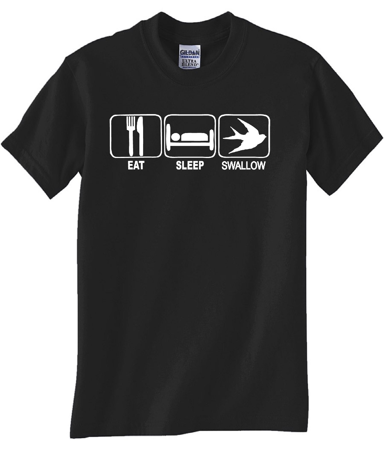 STUFF WITH ATTITUDE EAT SLEEP SWALLOW Graphic Black T-Shirt - Cool Streetwear Tee for Men & Women - Perfect for Casual Wear, Concerts and Skateboarding