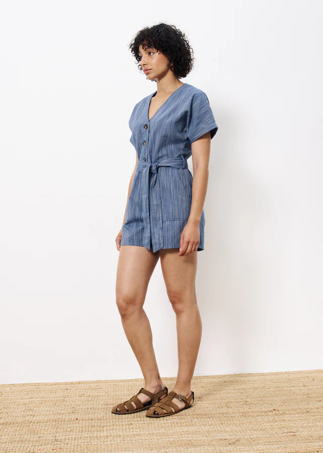 Adila Women's Blue Marine Jumpsuit - Stylish One Piece Romper for Casual Outings, Beach Vacations & Summer Fashion