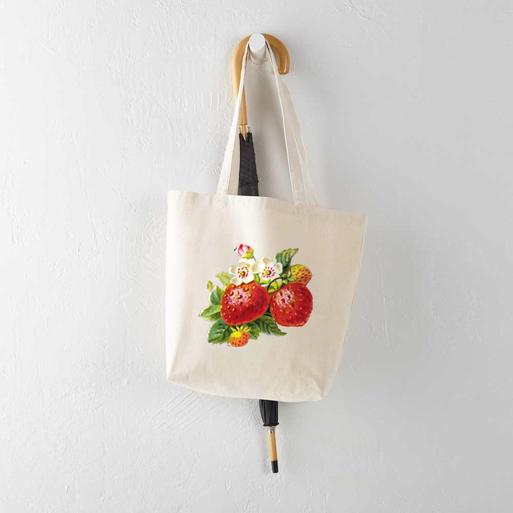 Retro Strawberry Canvas Tote Bag - Eco-Friendly Reusable Grocery Shopping Bag for Women, Beach, Farmers Market & Daily Use