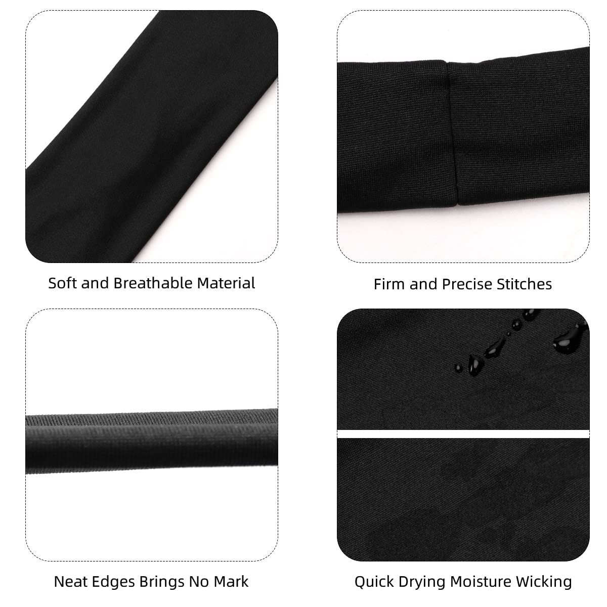 4 Pack Unisex Sports Headbands for Men & Women - Moisture Wicking Workout Sweatbands for Running, Yoga, Gym & Fitness - Non Slip Athletic Head Wraps (Helmet Friendly) - Perfect for Workouts, Sports & Active Lifestyles