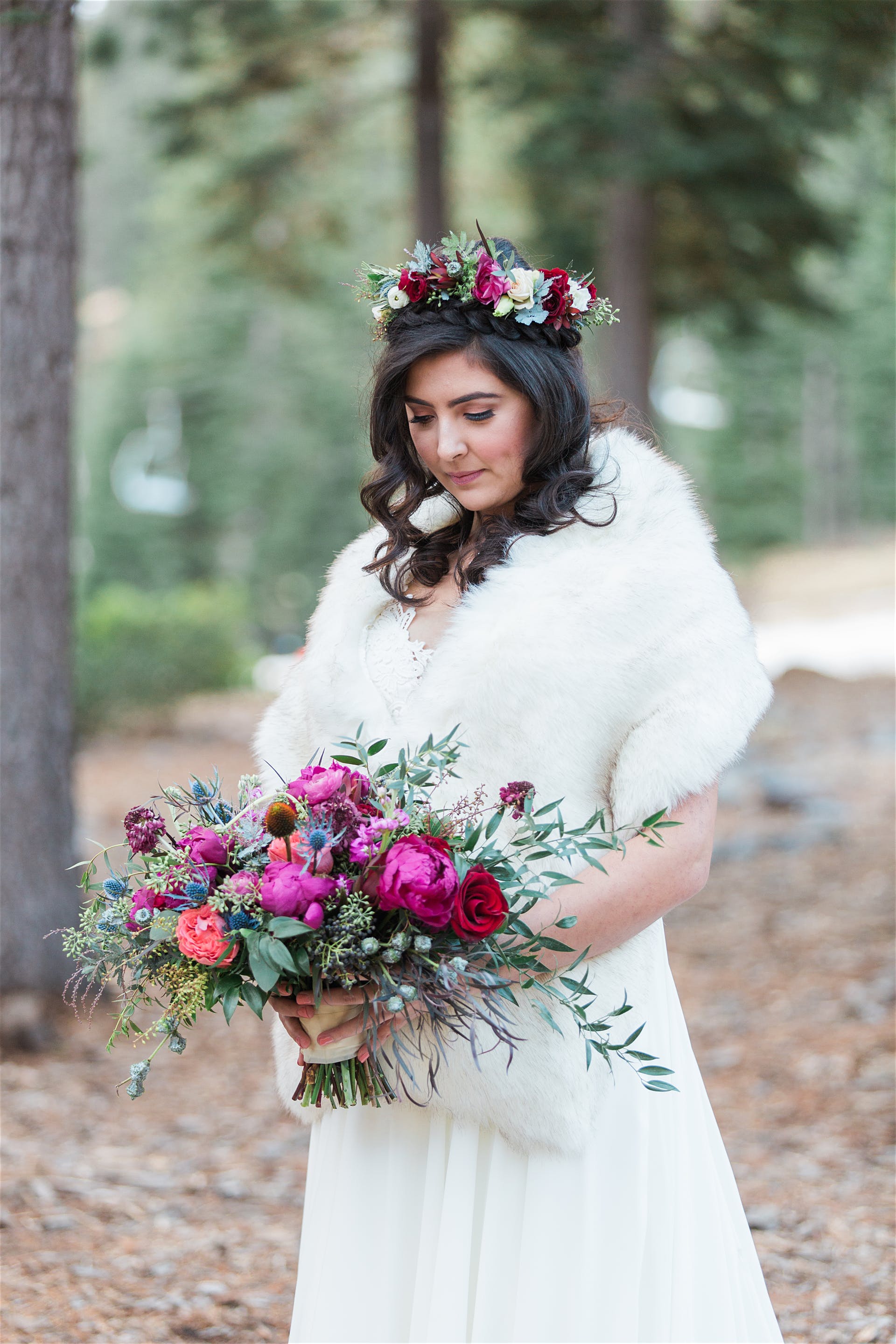 Ivory and Black Fur Coat (Lilian Wht03) - Elegant Winter Outerwear for Women, Perfect for Parties, Weddings & Formal Events