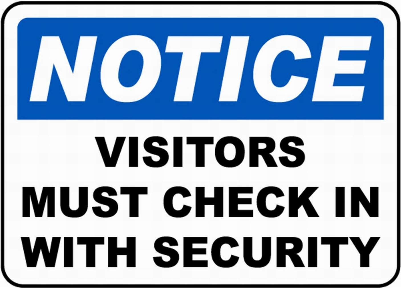 12x16 Tin Metal Security Sign - 'Visitors Must Check In' Safety Notice & Warning Sign for Offices, Warehouses & Restricted Areas