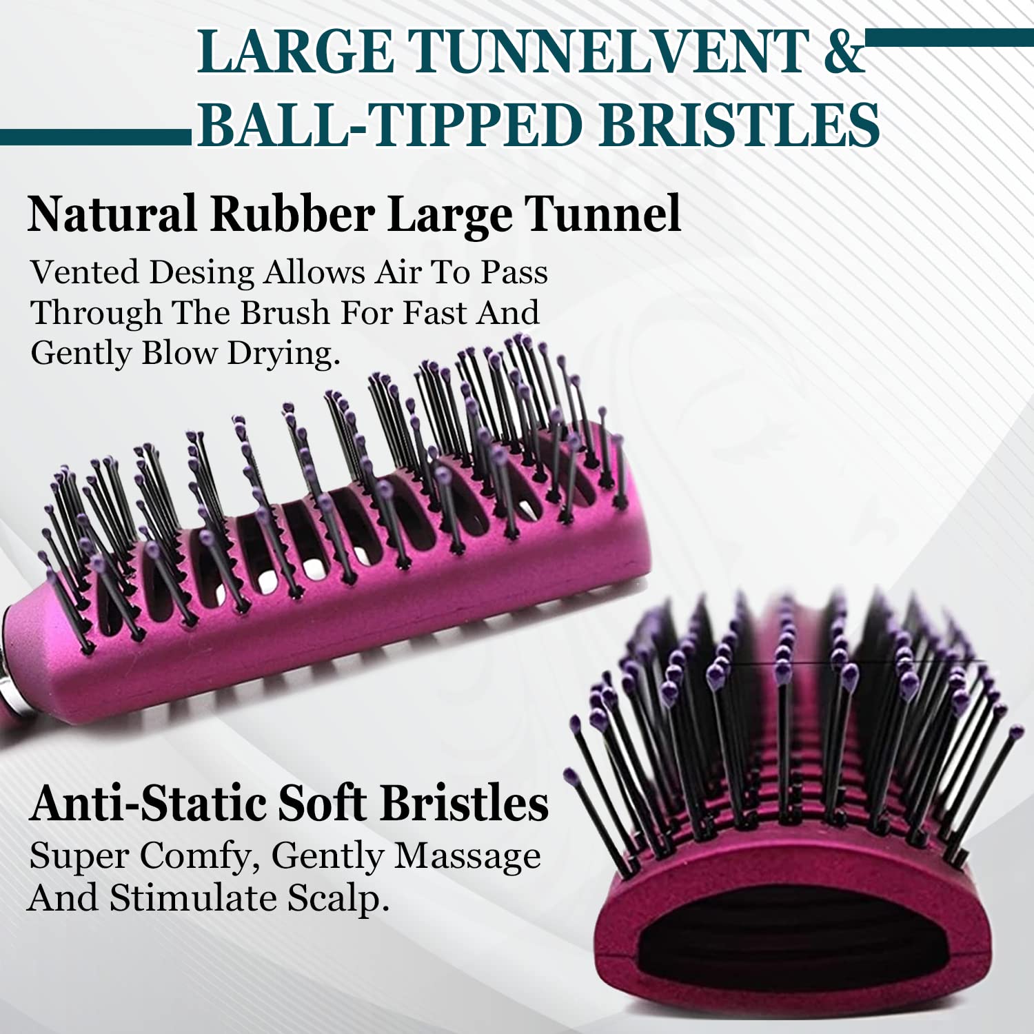 Majestique Hair Brush Set - Detangling Brush, Round Blow Dry Brush & Vent Hair Brush for Smooth Styling - Professional Hair Brushes for Women (Purple/Black) - Perfect for Home Salon, Travel & Daily Hair Care