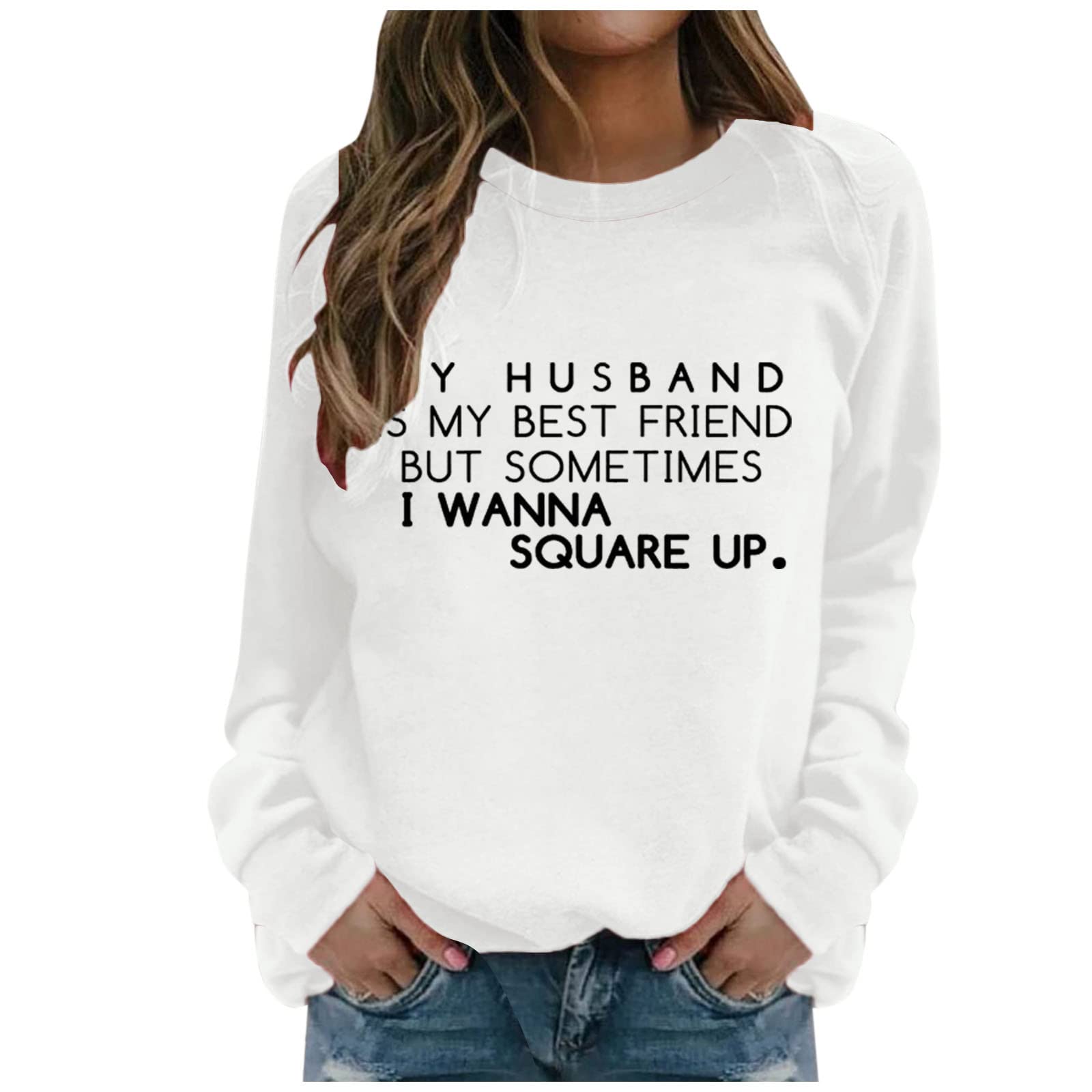 Women's Casual Crewneck Sweatshirt - Soft Long Sleeve Printed Blouse Top with O-Neck Design | Perfect for Everyday Wear, Weekend Outings and Layering in Fall/Winter