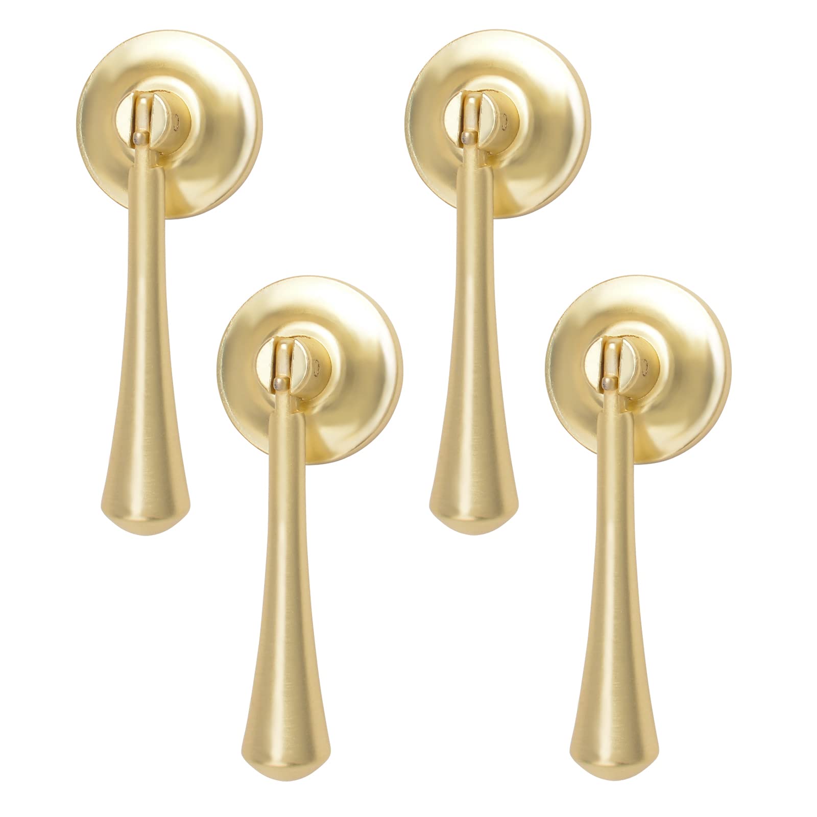 MOROBOR Teardrop-Shaped Cabinet Pulls - 4 Pack Solid Brushed Gold Drawer Handles - Zinc Alloy Knobs with Mounting Screws for Kitchen Cabinets, Dressers & Furniture - Elegant Home Decor Upgrade
