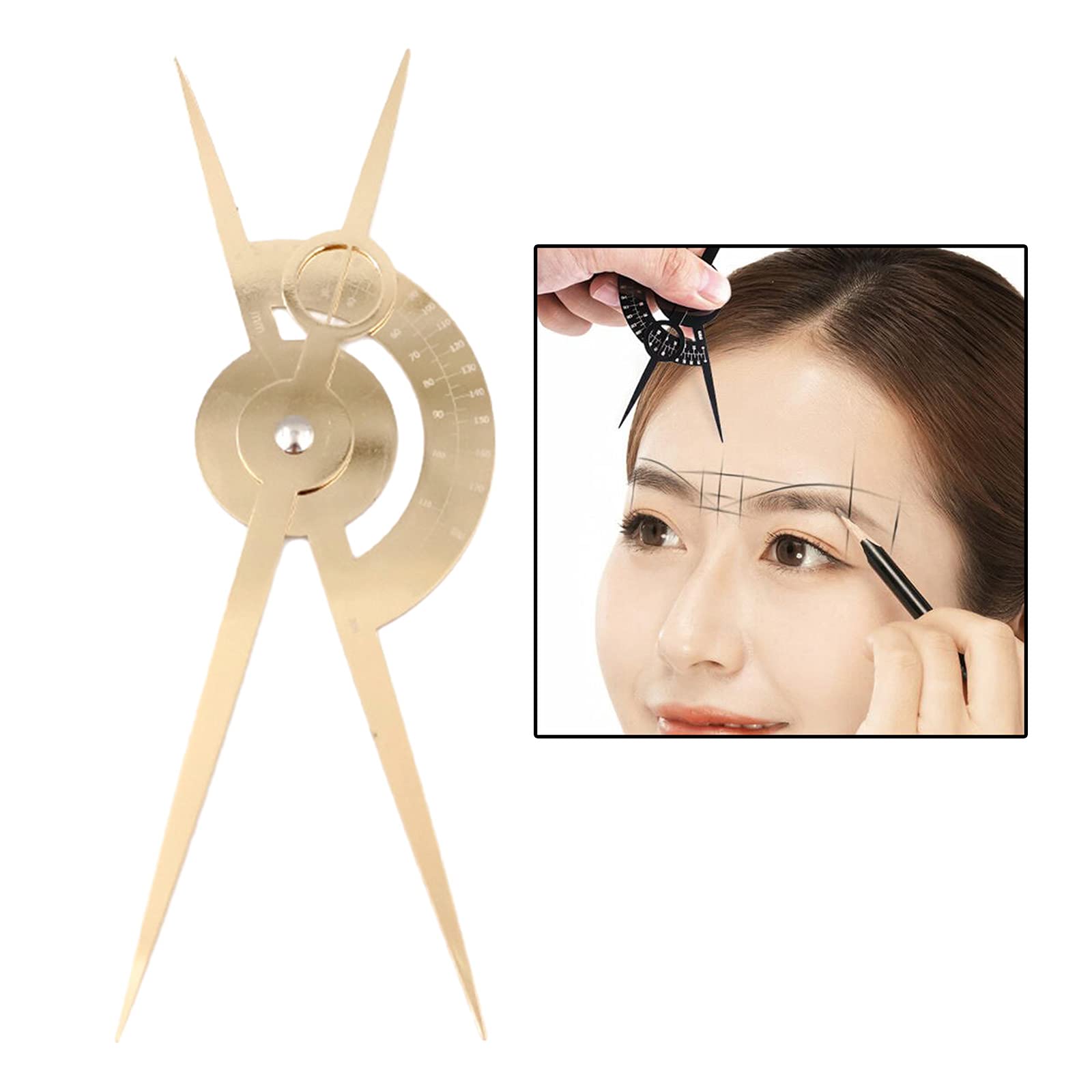 Professional Eyebrow Stencil Kit - Reusable & Removable Symmetrical Brow Shaper Tool for DIY Makeup - Gold | Perfect for Eyebrow Shaping, Microblading Practice & Beauty Salon Use