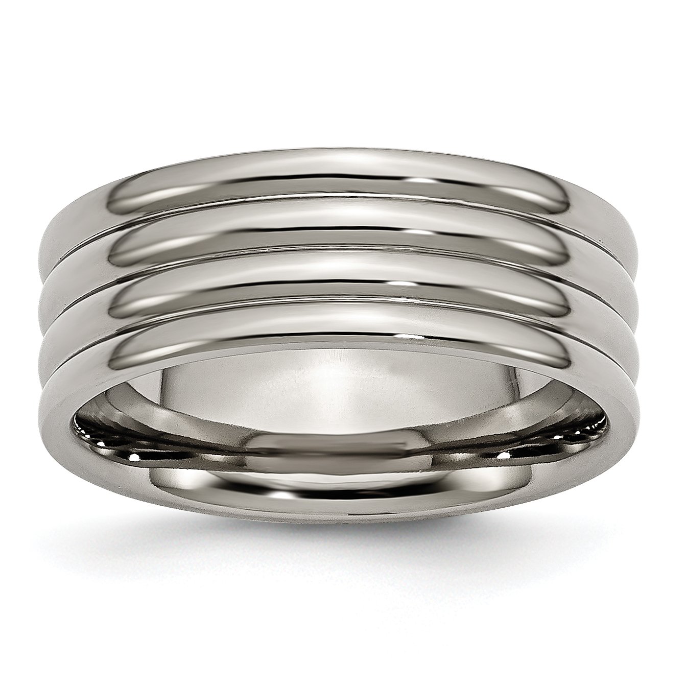 8mm Polished Titanium Grooved Wedding Band Ring for Men - Durable & Comfortable for Everyday Wear, Anniversary & Special Occasions