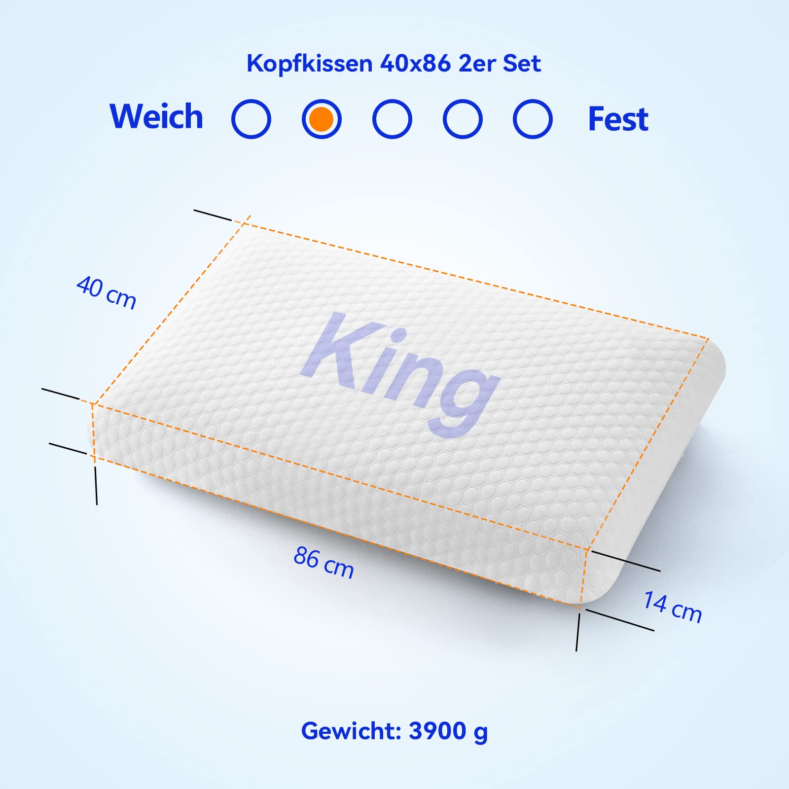 **inight King Size Memory Foam Pillows Set of 2 - Cooling Gel Infused, Orthopedic Support for Side & Back Sleepers, CertiPUR-US & OEKO-TEX Certified - Perfect for Bedroom, Guest Room & Travel**