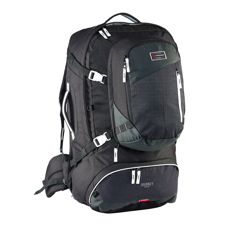 Caribee 6826 75L Travel Backpack with Detachable Day Pack - Black | Durable Hiking & Camping Gear for Outdoor Adventures