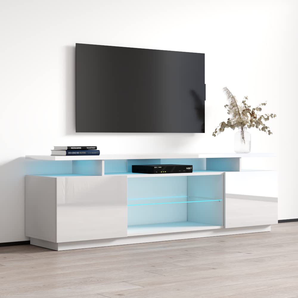 Modern Eva K TV Stand with Matte Glossy Finish - 80