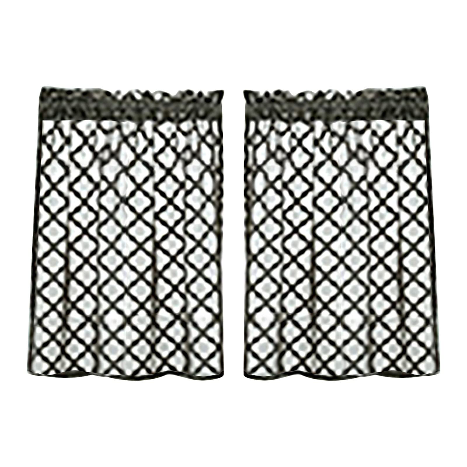 BDYJY Black Short Curtains for Small Windows - 24 x 29 Inch (74x61cm) 2 Panels - Light Filtering Window Screens for Kitchen, Bedroom & Coffee Shop - Easy to Install with Rod Pocket - Perfect for Privacy & Sun Protection
