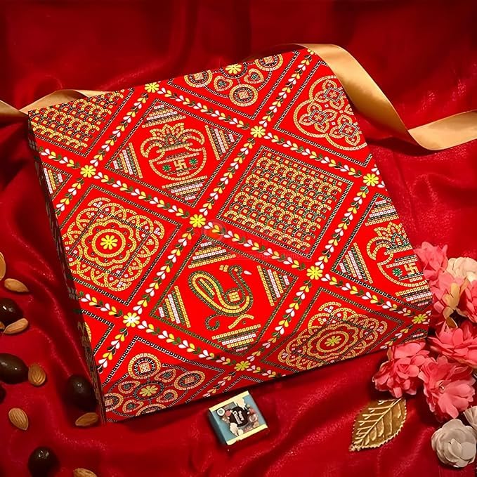 Premium Jaipuri Chunri Design Gift Wrapping Paper Roll - 10 Sheets for Pooja, Rangoli & Diya Decoration | Perfect for Indian Festivals, Wedding Gifts & Home Decor