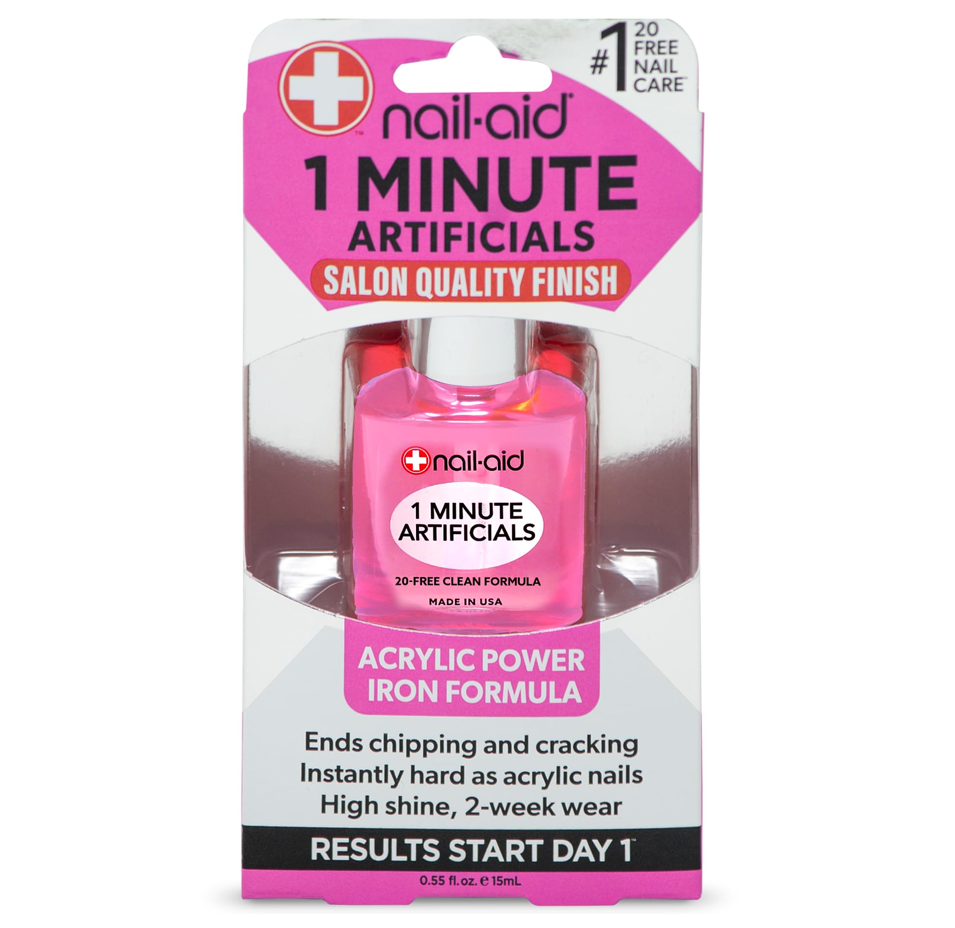 Nail-Aid 1 Minute Artificials - Fast-Acting Nail Treatment for Stronger Nails, Clear Formula, 0.55 Fl Oz | Perfect for Salon-Quality Manicures at Home