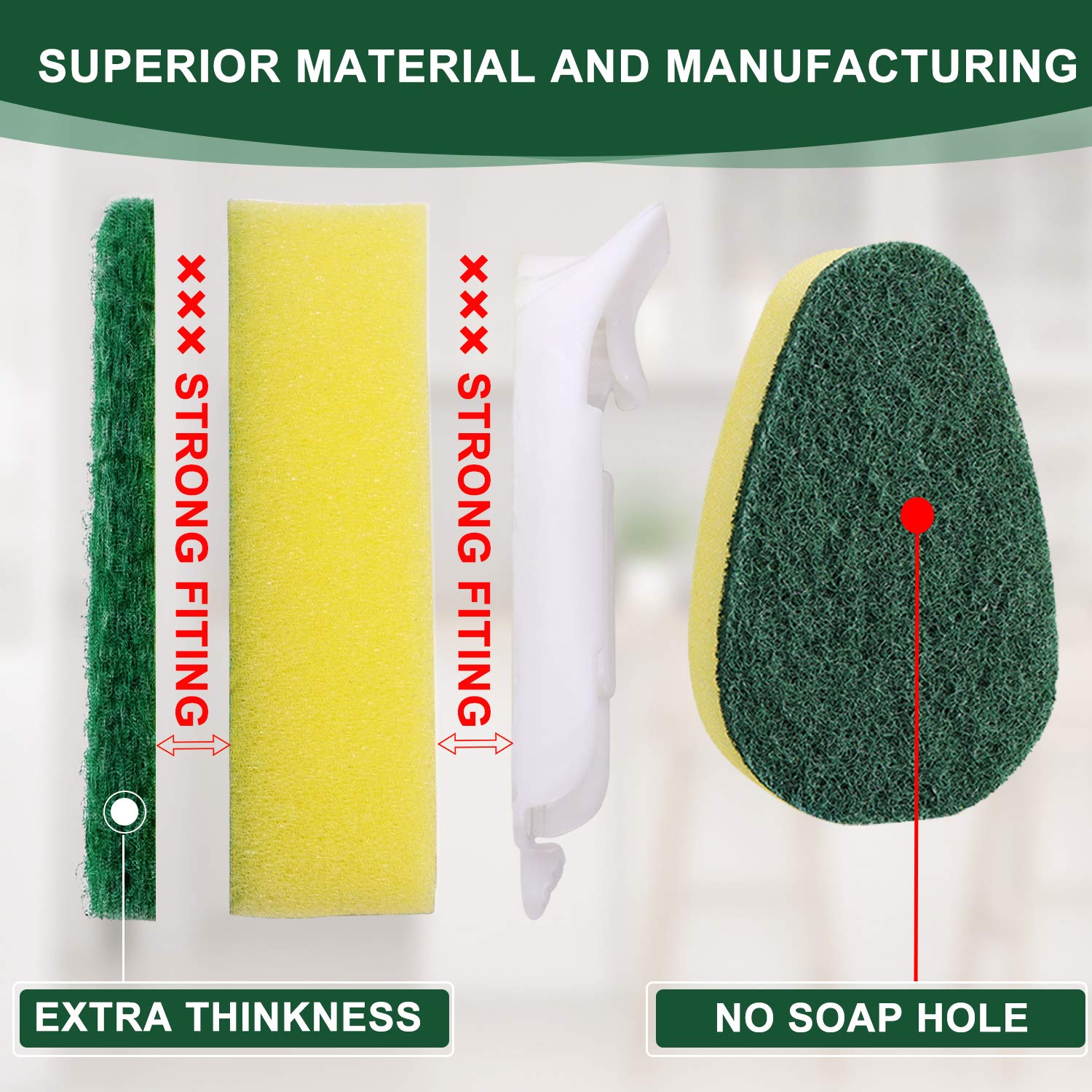 8-Pack Dish Wand Sponge Refills - Kitchen Cleaning Brush Heads for Sinks & Dishes