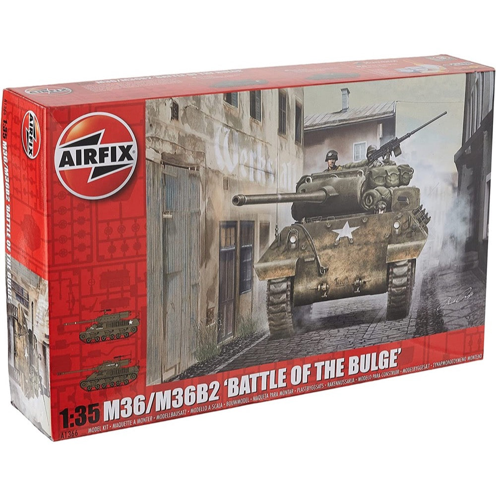 Airfix A1366 1/35 Scale M36/M36B2 Tank Model Kit - Battle of the Bulge WWII Military Vehicle for Collectors & Hobbyists | Perfect for Dioramas, Wargaming & Historical Displays