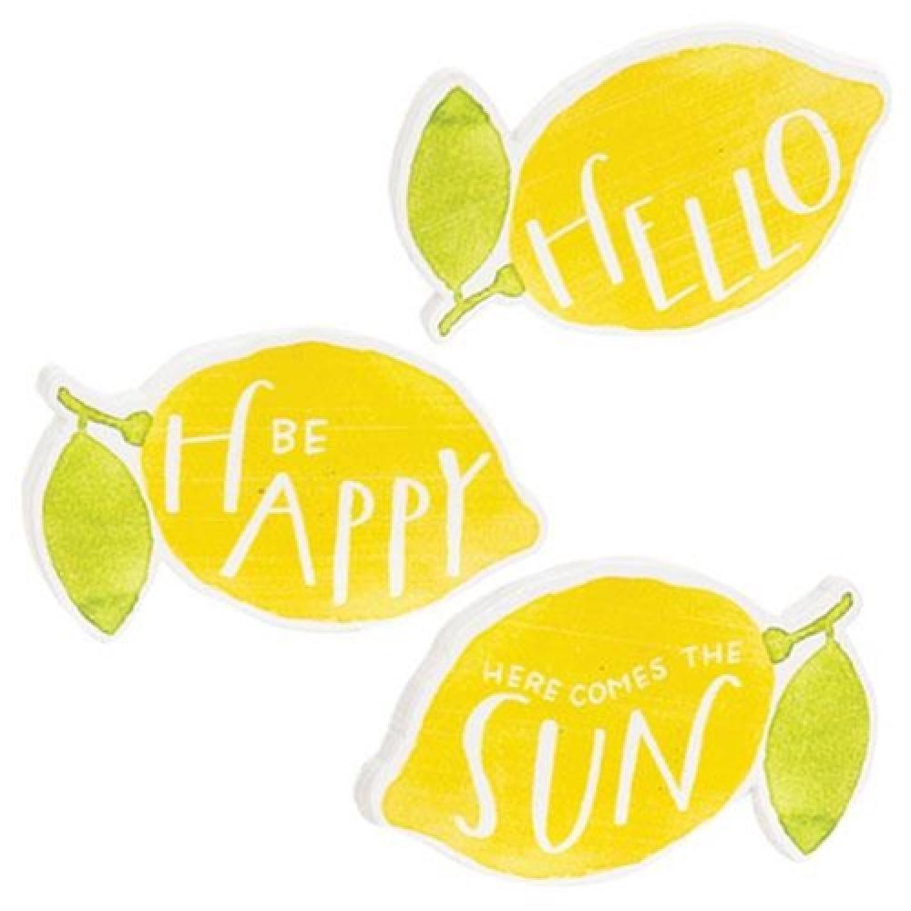 3-Pack Be Happy Lemon Fridge Magnets - Fun Kitchen Decor for Refrigerators, Lockers & Office Spaces