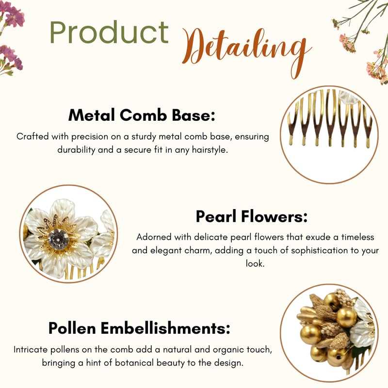Flower Hair Comb Clip - Artificial Floral Hair Accessories for Women, Bridal, Wedding, Boho Style (Pack of 1) - Perfect for Parties, Prom, and Special Occasions