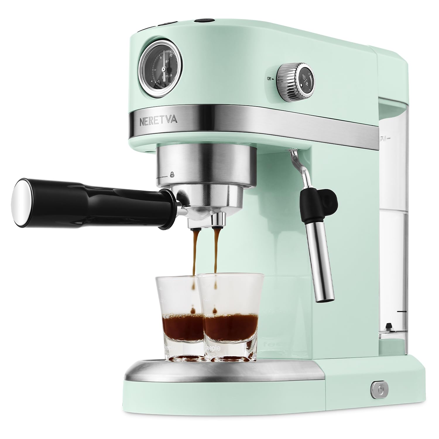 Neretva 20 Bar Espresso Coffee Machine with Steam Wand - Compact Home Espresso Maker for Latte, Cappuccino & Americano, 1350W Italian High Pressure Coffee Machine (Mint Green) - Perfect for Home Baristas & Coffee Lovers