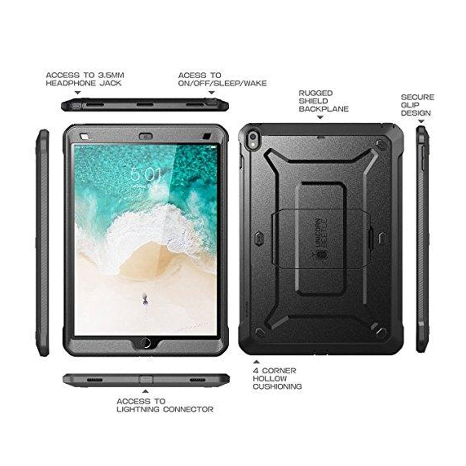 iPad Pro 10.5 inch (2017) Shockproof Rugged Case with Built-in Screen Protector | Heavy Duty Protection Cover for iPad Pro 2nd Gen | Perfect for Outdoor, Travel & Work Use