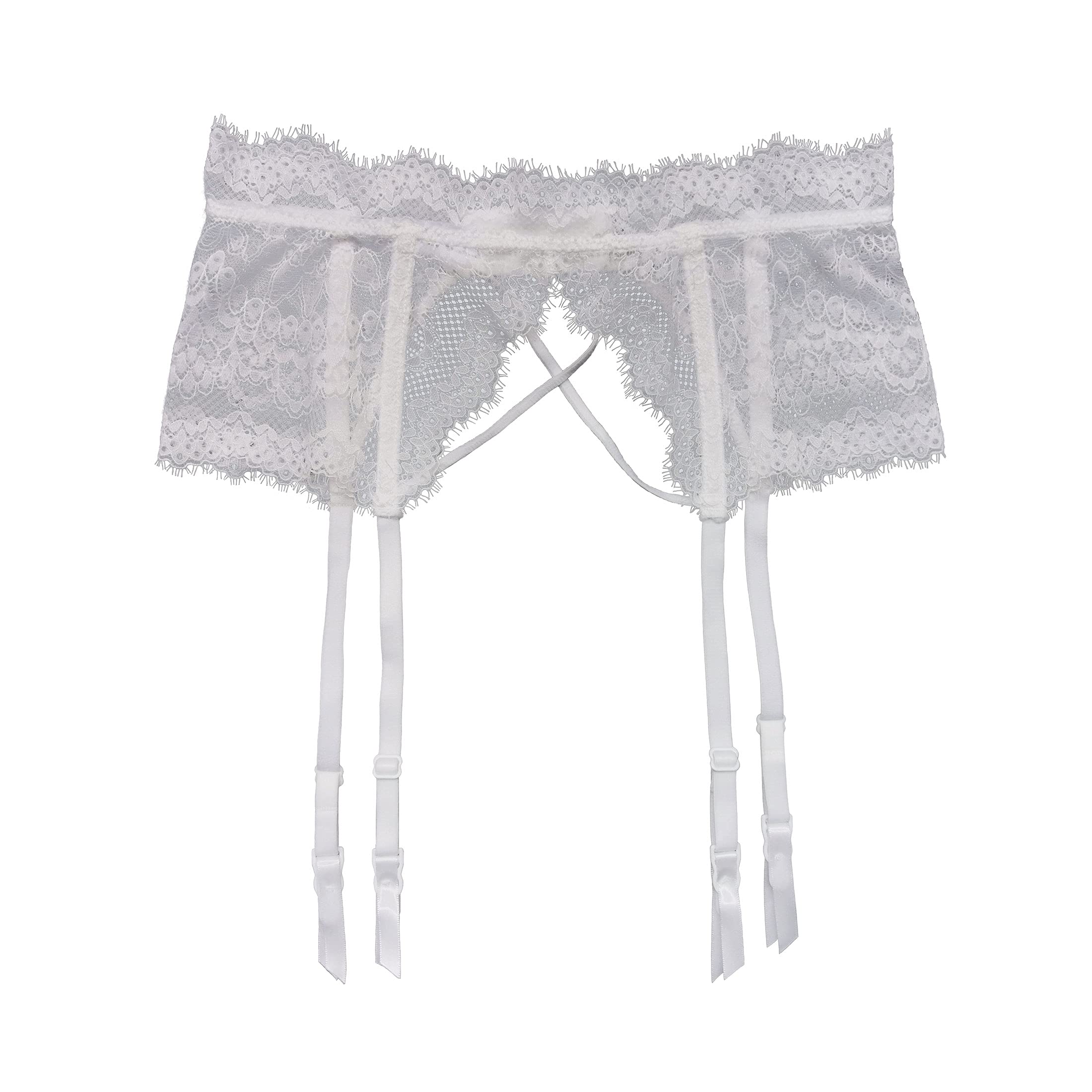 TVRtyle Black Lace Eyelash Garter Belt for Women - Sexy Metal Clip Stocking Holders for Thigh High Socks | Perfect for Bridal Lingerie, Boudoir Photography & Romantic Nights