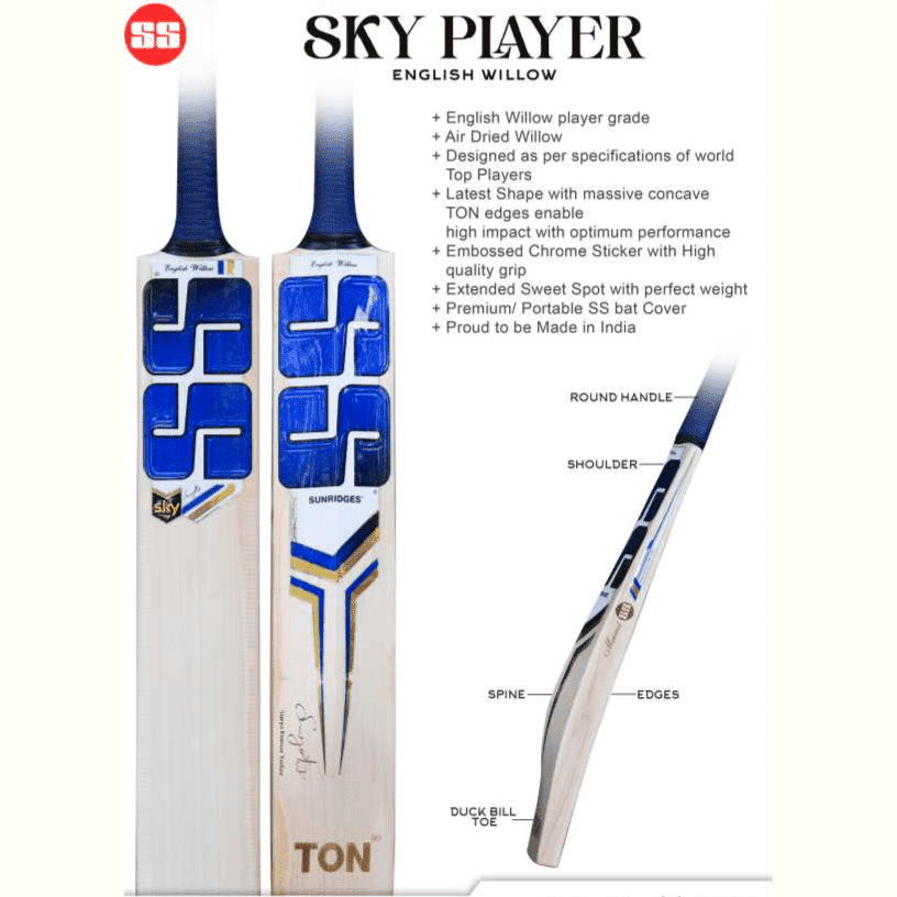 SS Ton SKY Players (Surya Kumar Yadav) Adult Cricket Bat - Professional Grade Cricket Equipment for Practice & Matches - Perfect for Cricket Enthusiasts & Club Players