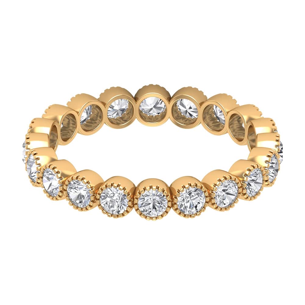 Rosec Jewels - 14K Solid Gold Natural Round Diamond Eternity Band for Women, Milgrain Bezel Set with 1.50 Carat HI-SI Diamonds | Perfect for Weddings, Anniversaries & Special Occasions