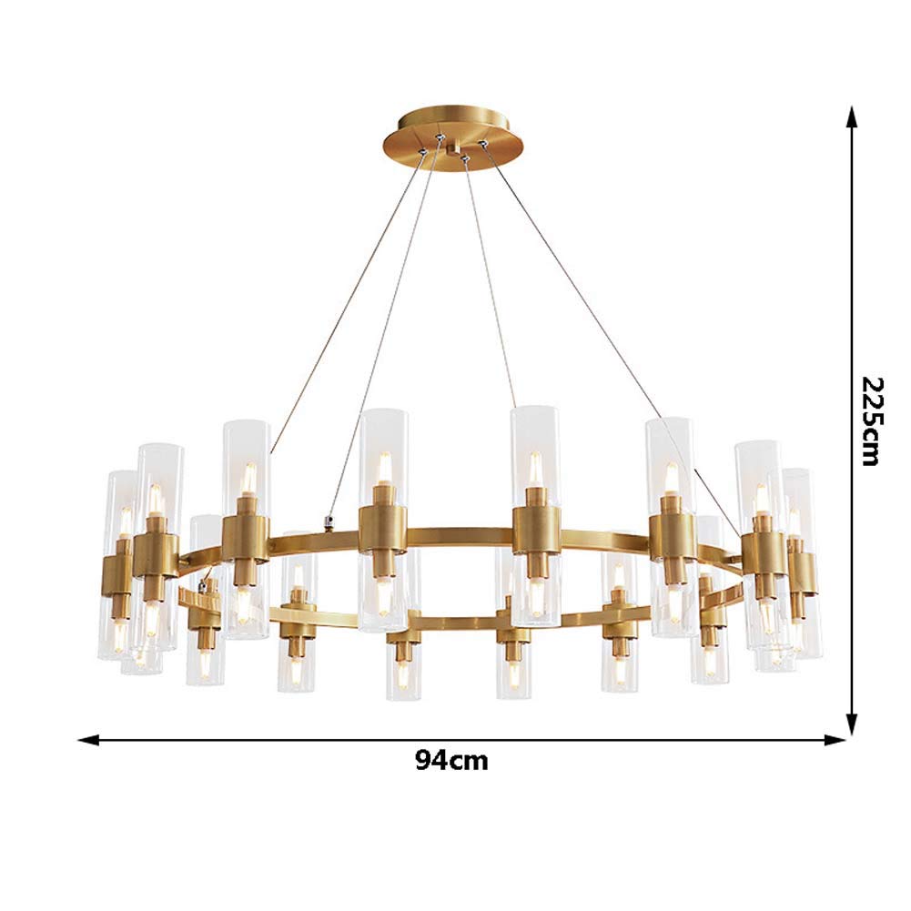 Modern Crystal Glass Chandelier with 32 Adjustable G9 Lights - Full Copper Ceiling Pendant Lighting Fixture for Dining Room, Living Room, Bedroom & Bathroom | Elegant Home Decor & Wedding Venue Lighting