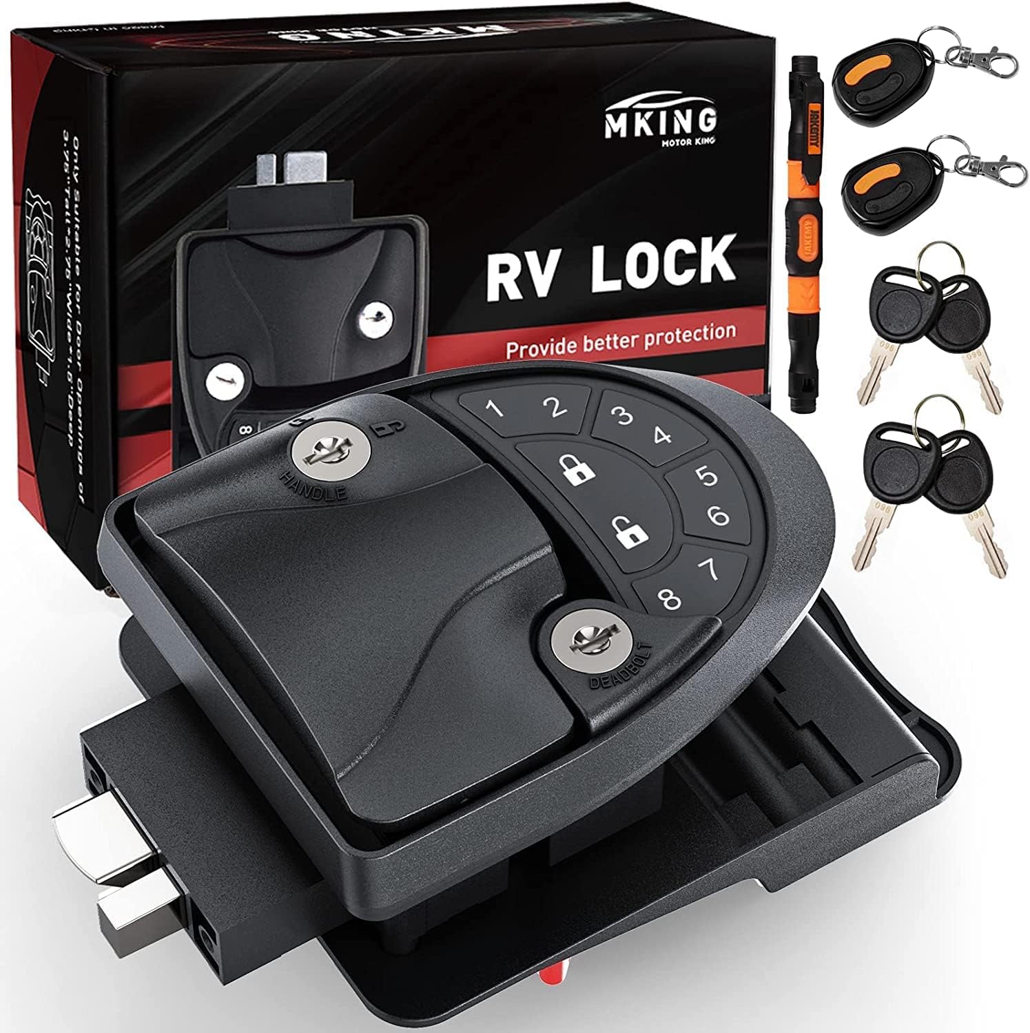 MKING RV Keyless Entry Door Lock - Zinc Alloy Keypad Lock for Travel Trailers & Campers (Fits 2.75