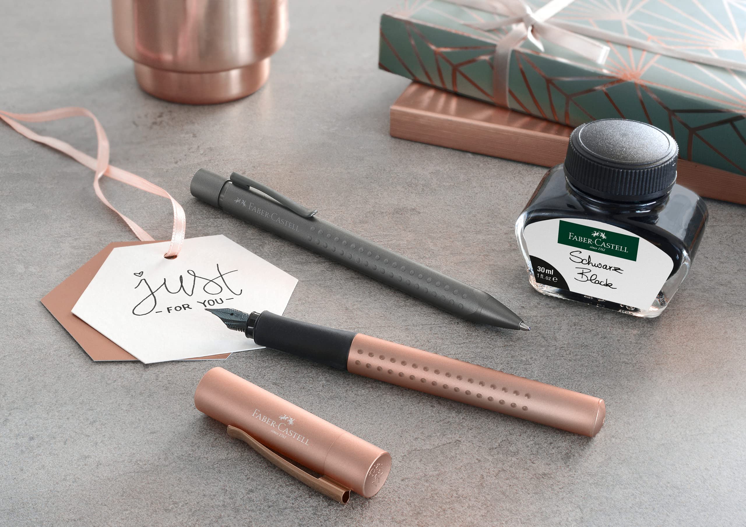 Faber-Castell Grip Edition XB Ballpoint Pen - Rose Copper Premium Writing Pen for Office, School & Gift Giving - Smooth Writing Experience for Notes, Journaling & Professional Use