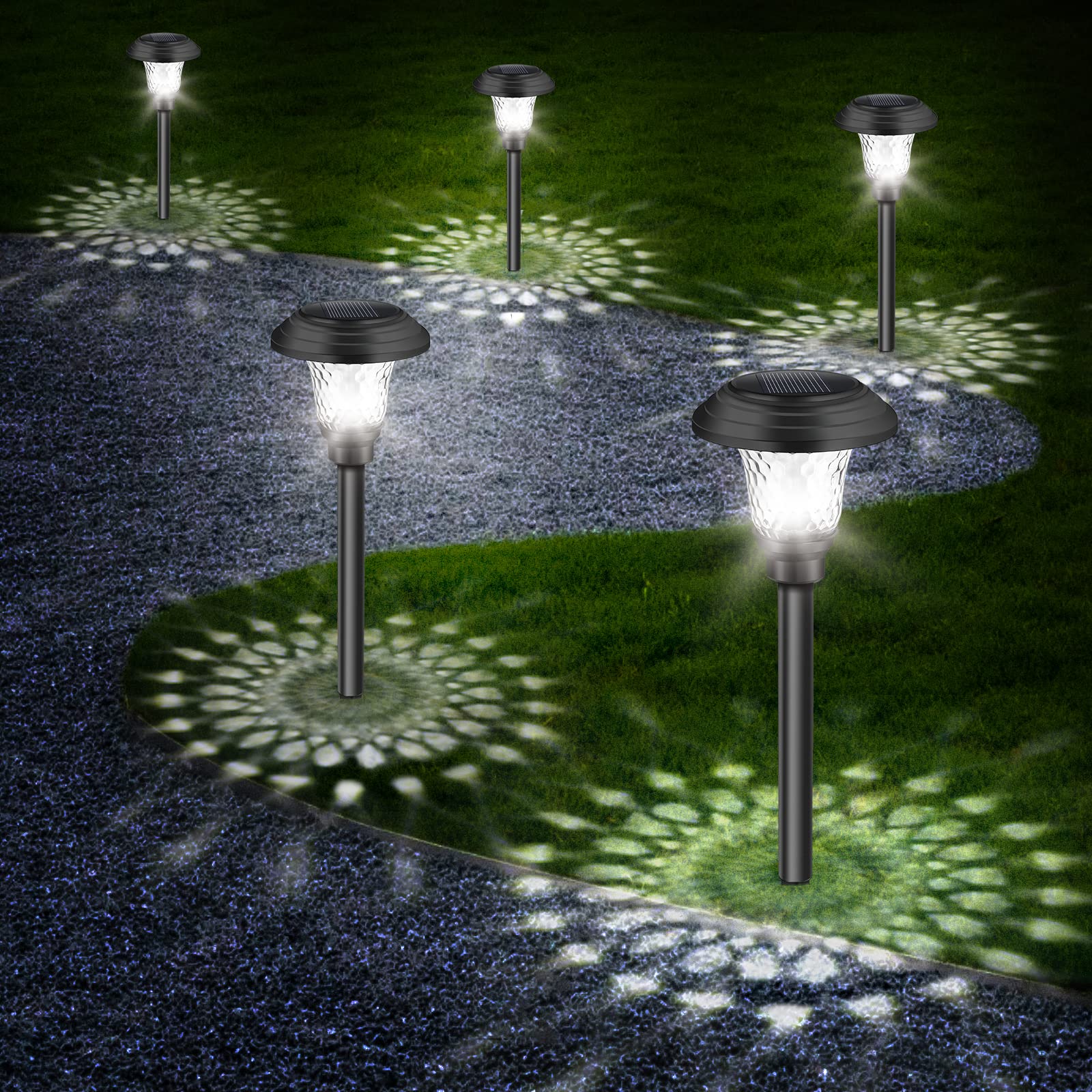10 Pack Solar Pathway Lights - Waterproof Outdoor Garden Lights for Yards & Walkways