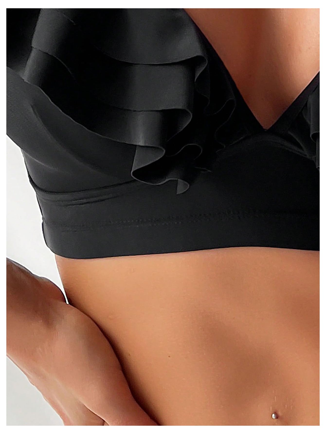 Floerns Women's Ruffle Trim Bikini Top - Sexy Bathing Suit Bralette for Beach, Pool & Summer Vacations | Plus Size Swimwear