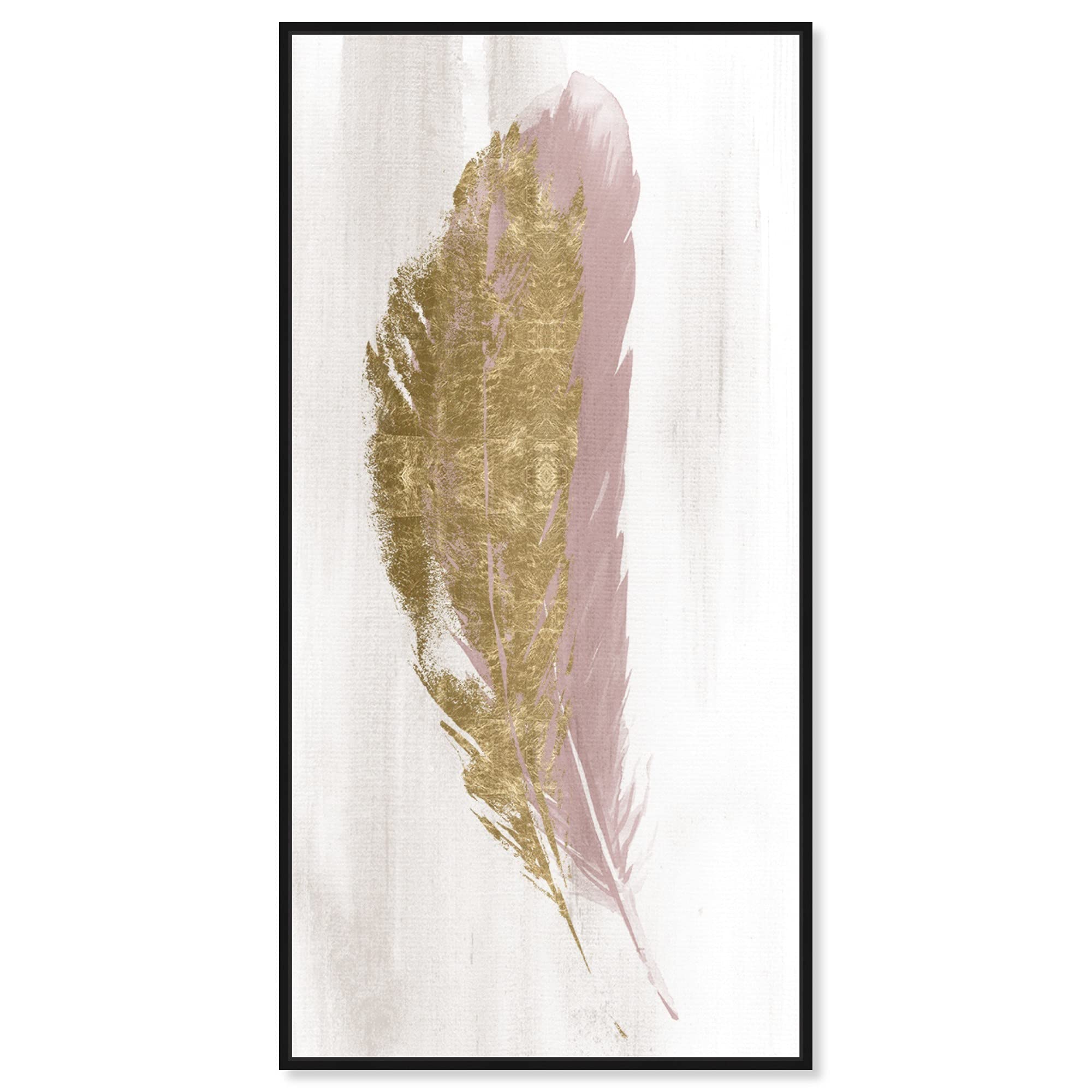 Blush and Gold Feather Framed Canvas Wall Art - Elegant Home Decor for Living Room, Bedroom & Office | Fashion & Glam Feather Print