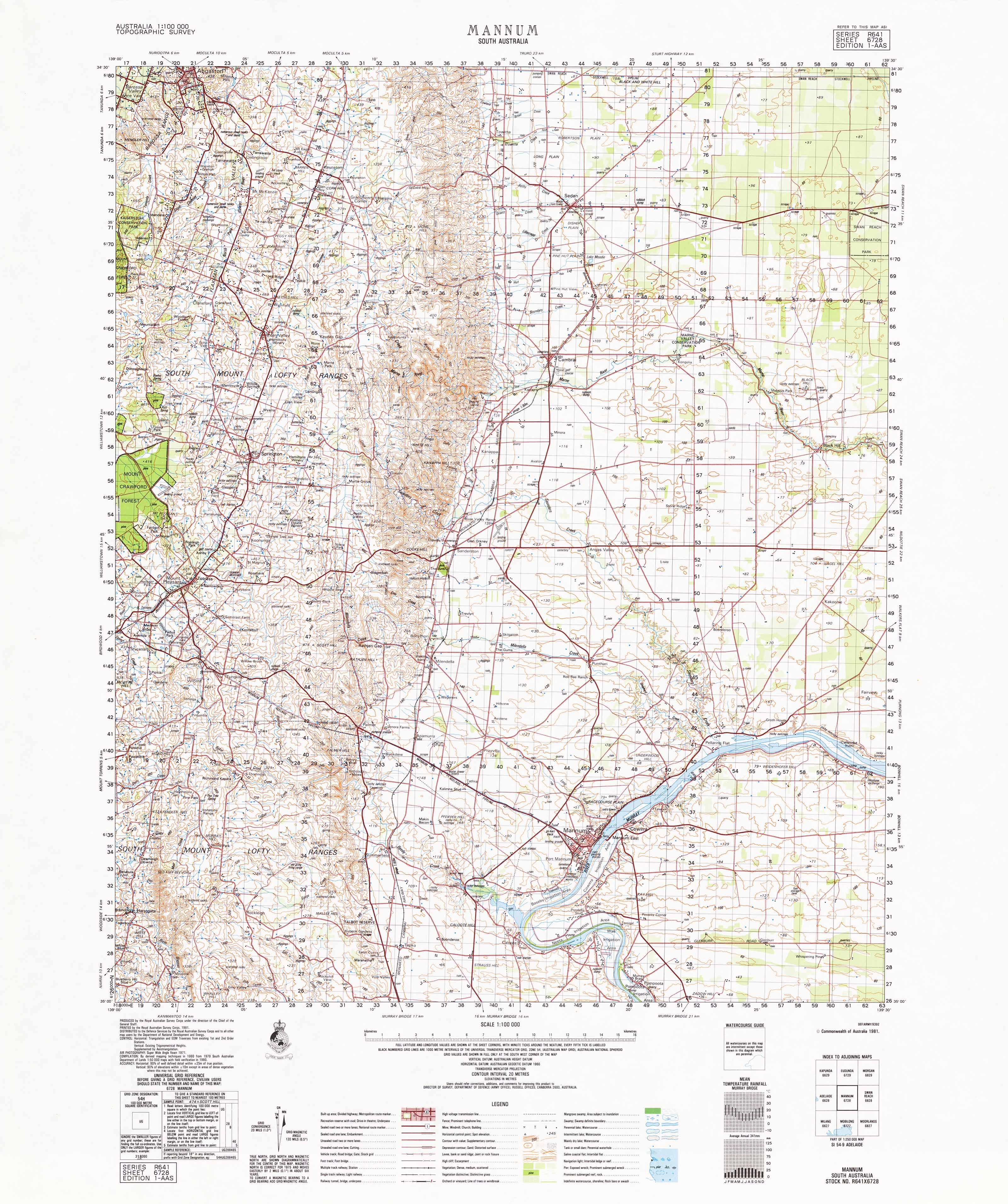 6728 Mannum 1:100,000 Scale Topographic Map - Hiking, Camping & Outdoor Adventure Navigation in South Australia