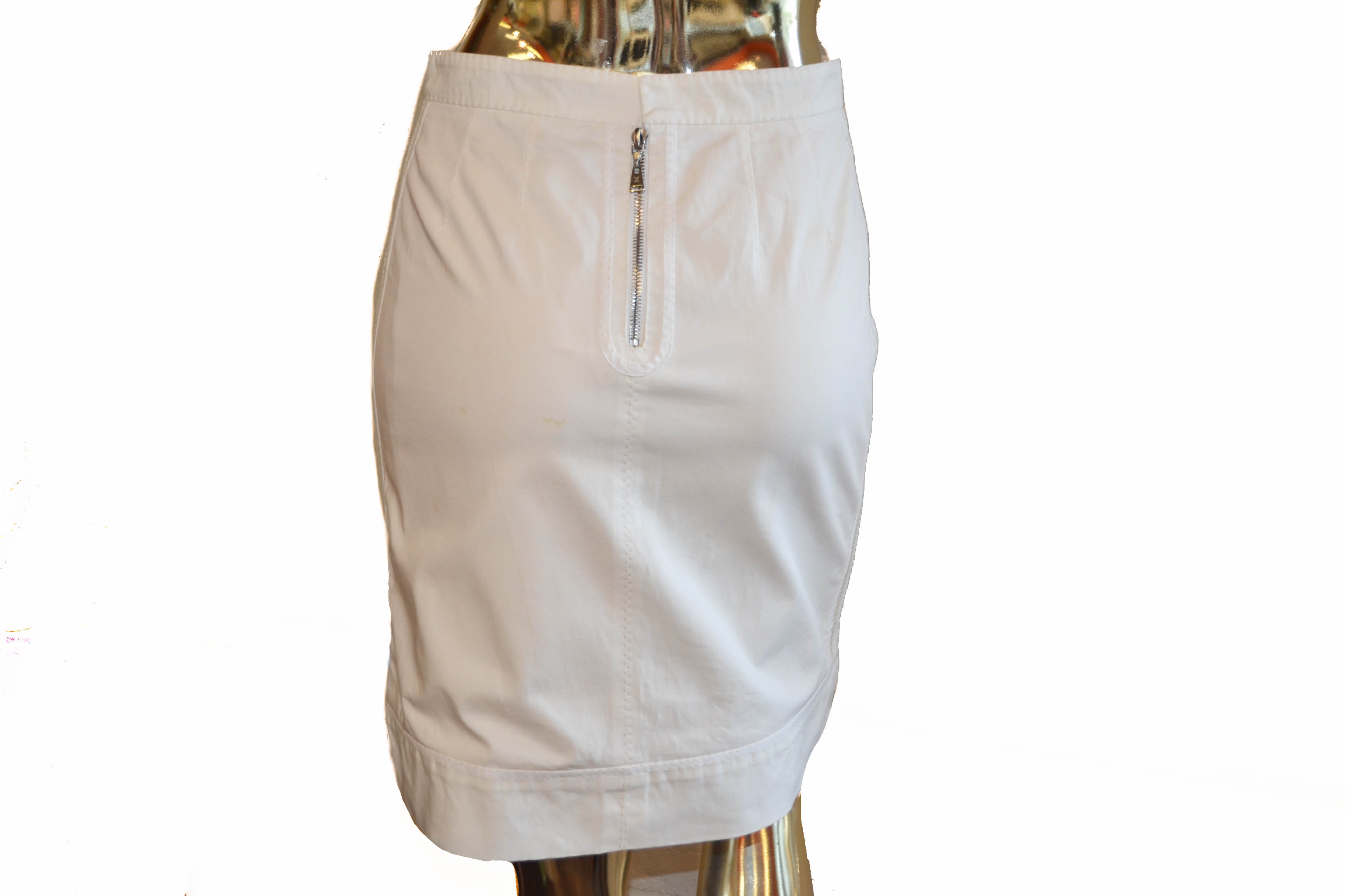 Authentic Louis Vuitton Women's White Skirt Size 36 - Luxury Designer A-Line Skirt for Women, Perfect for Parties, Weddings & Office Wear