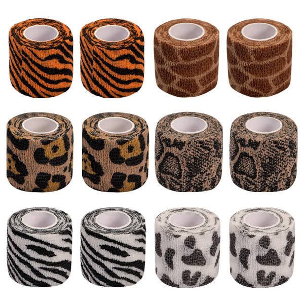 Coflex Grip Tape 5cm Mixed Animal Prints - Non-Slip Sports Tape for Hockey, Tennis, Badminton Rackets - Perfect for Athletes and Outdoor Activities