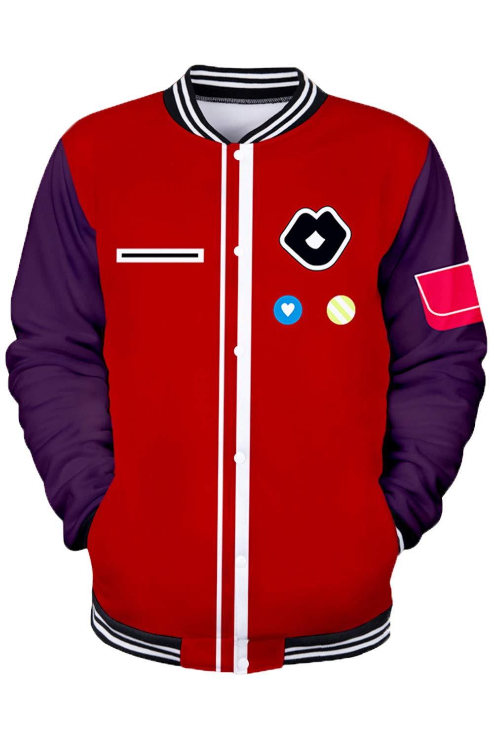 Lofeery Wonder Egg Priority Kawaii Rika Baseball Jacket - Red Long Sleeve Cosplay Coat for Anime Fans & Halloween Costume | Perfect for Conventions, Cosplay Events & Themed Parties