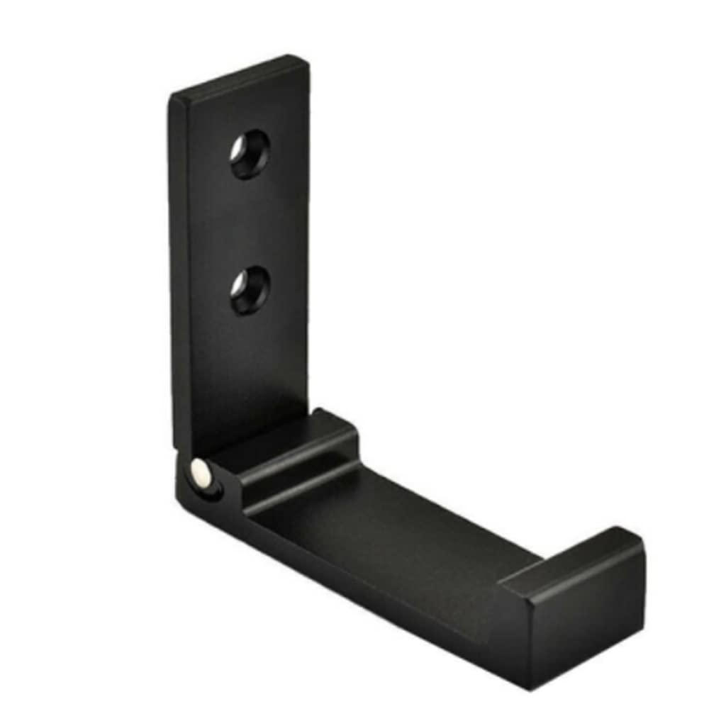 Foldable Aluminum Alloy Headphone Stand Holder - Wall Mount Hook for Wireless Earphones & Gaming Headsets - Space Saving Organizer for Desk, Bedroom, Office (Black)
