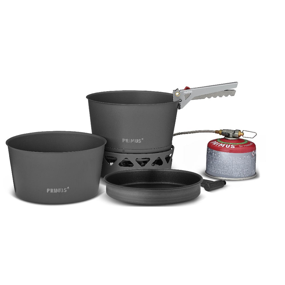 Primus Primetech 2.3L Camping Stove Set with Non-Stick Pan - Lightweight Backpacking Cookware for Hiking, Camping & Outdoor Adventures