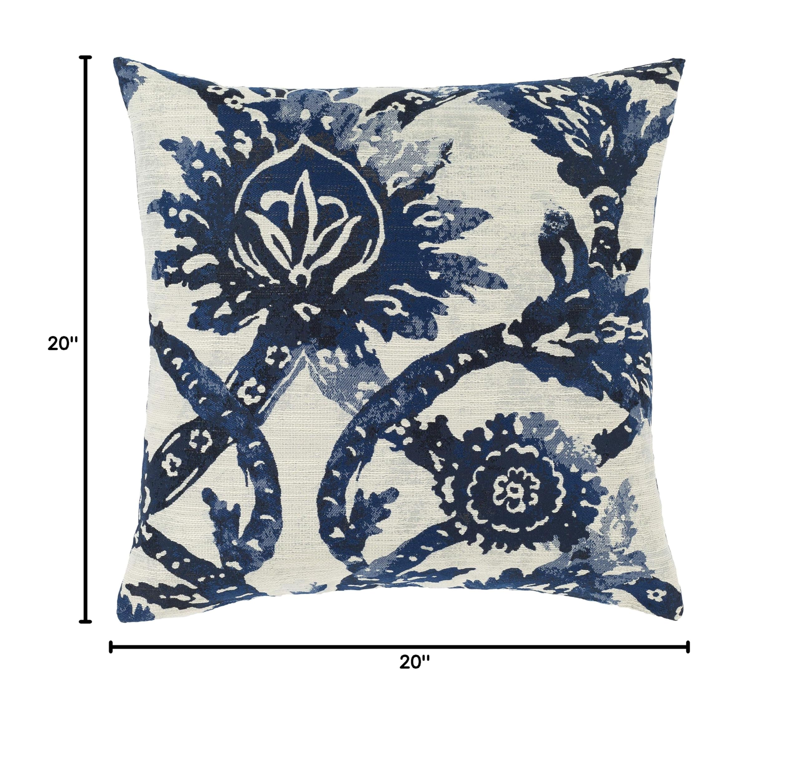 Livabliss Killian Decorative Throw Pillows 20x20 Inches - Bright Blue, Navy, Ivory Covers for Sofa, Bed & Home Decor