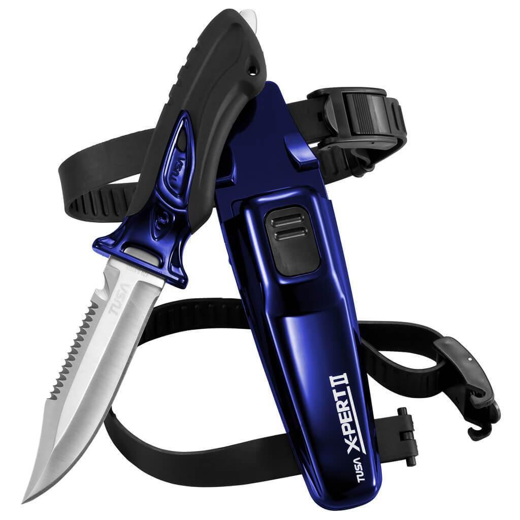 Tusa X-Pert II Dive Knife - Professional Stainless Steel Scuba Diving Knife for Underwater Safety & Rescue - Perfect for Spearfishing, Snorkeling & Marine Activities