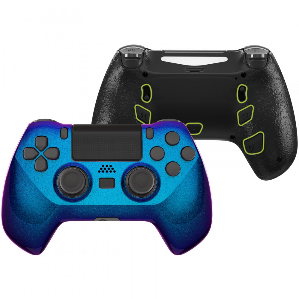 eXtremeRate DECADE Tournament Controller (DTC) Upgrade Kit for PS4 Controller JDM 040/050/055 - Chameleon Purple Blue | Custom PS4 Controller Shell & Button Set | Perfect for Gaming Tournaments & Competitive Play