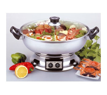 EWI TMHS172DV Electric Steam Boat with Removable Divider - 220-240V for Home & Commercial Kitchens | Perfect for Dim Sum, Seafood & Asian Cuisine
