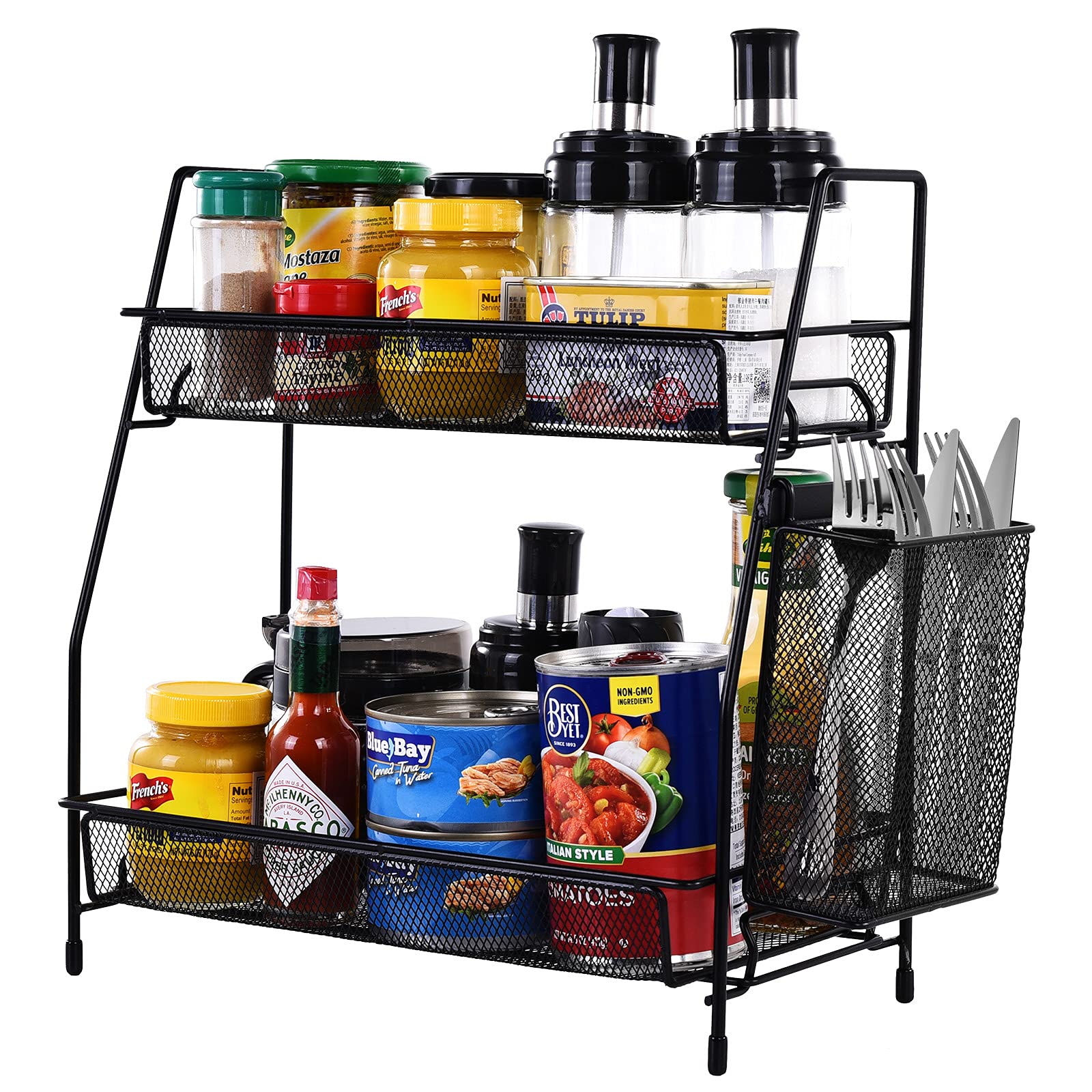 LEMIKKLE Black Countertop Organizer - Multi-Purpose Bathroom, Bedroom & Kitchen Storage Shelf with Small Baskets | Perfect for Organizing Cosmetics, Spices & Small Items