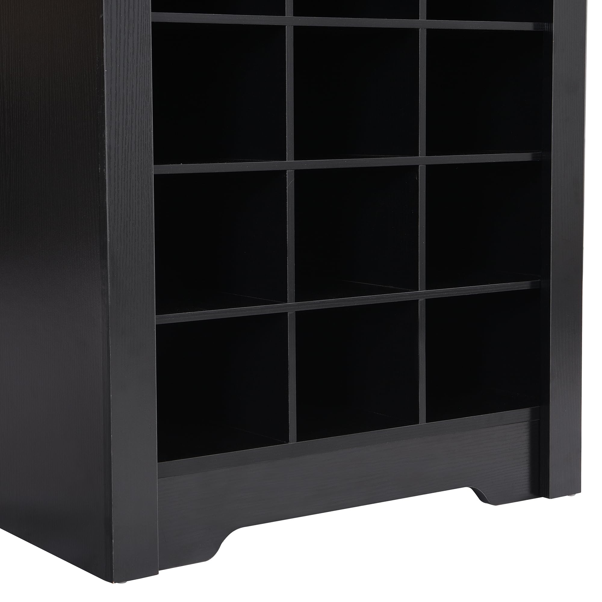 10-Tier Wooden Shoe Storage Cabinet with 30 Cubbies - Freestanding Tall Shoe Rack Organizer for Entryway, Living Room, Bedroom - Space Saving Shoe Shelf for Sneakers, Boots & Heels (Black)