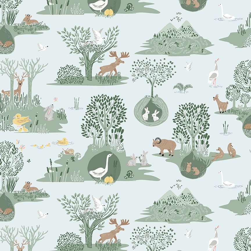 Forest Fable Toile Fabric - Whimsical Woodland Pattern for Home Decor, Upholstery & DIY Crafts | Perfect for Curtains, Pillows & Nursery Themes
