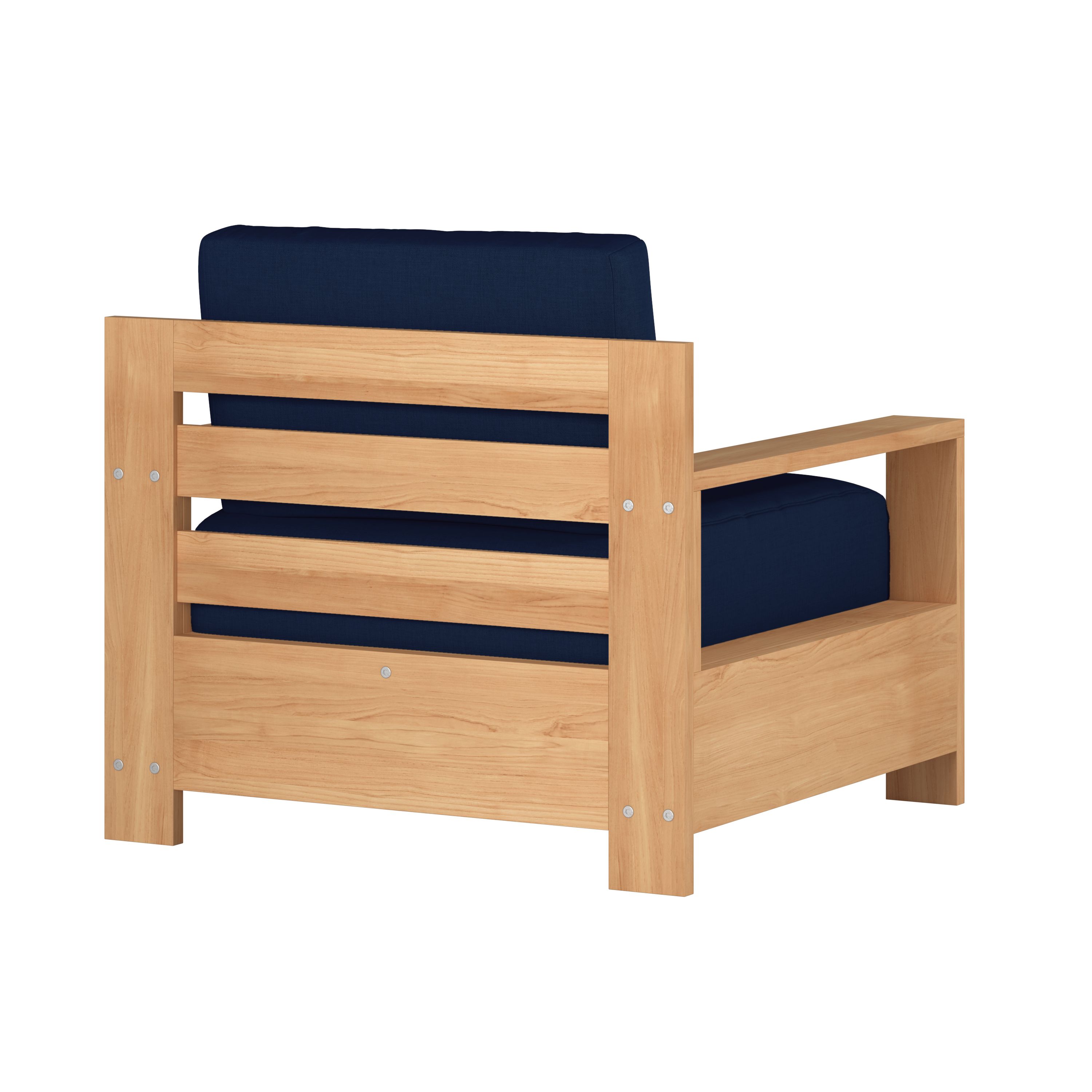 Lothair 4-Piece Teak Outdoor Patio Deep Seating Set with Sunbrella Navy Cushions - Durable All-Weather Furniture for Backyard, Poolside & Garden Relaxation