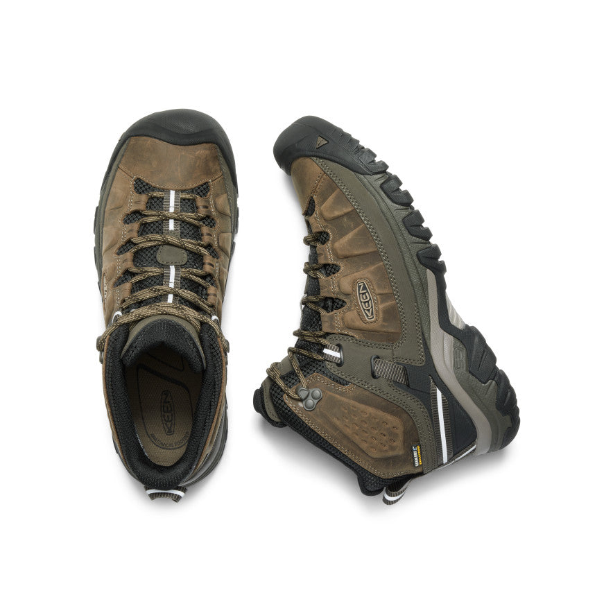 Men's KEEN Targhee III Waterproof Hiking Boots - Mid Height, Bungee Lacing, Black | All-Terrain Outdoor Adventure Footwear for Hiking, Trekking & Camping