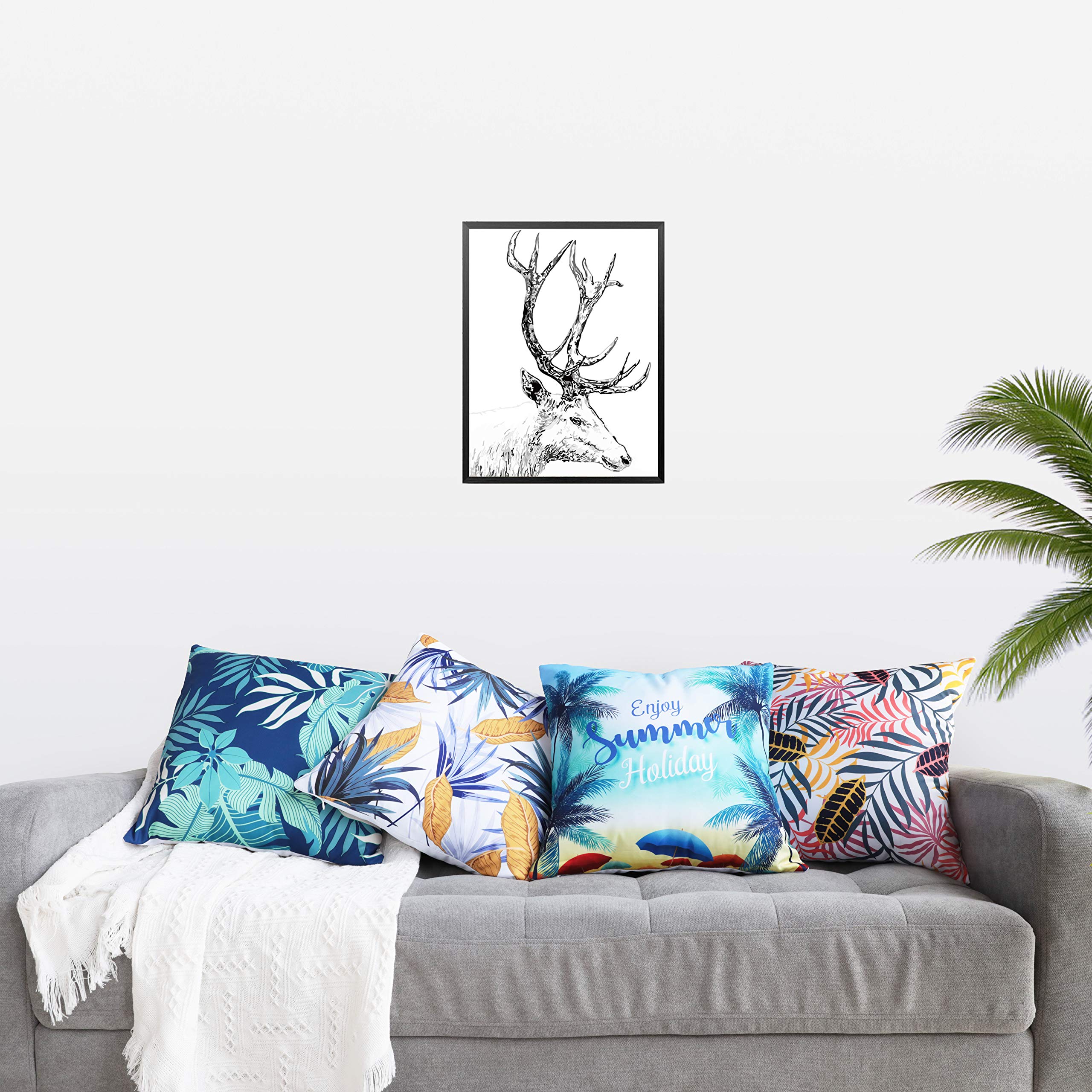 Uhomy 18x18 Inch Decorative Cushion Covers - Tropical Monstera Leaf Design, Set of 2 Square Throw Pillow Covers for Bed, Sofa, Chair & Car - Vibrant Hawaii Summer Rainforest Pattern (45x45 cm) - Perfect for Beach House, Boho Decor & Living Room Accents